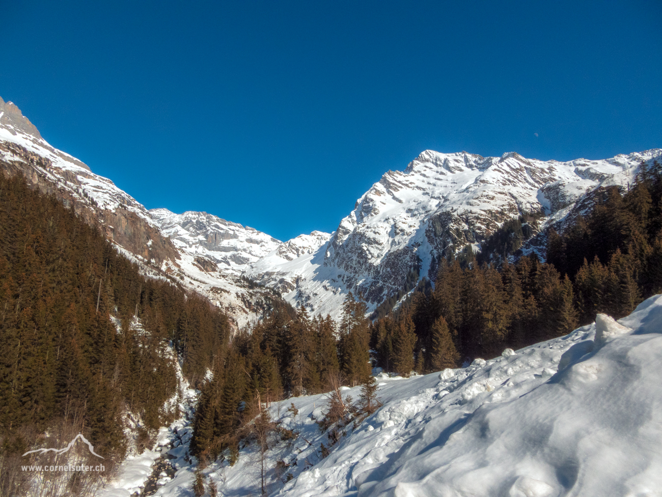 Rechts oben der Gross Düssi 3256m, links hinten das Gross Schärhorn 3296m.