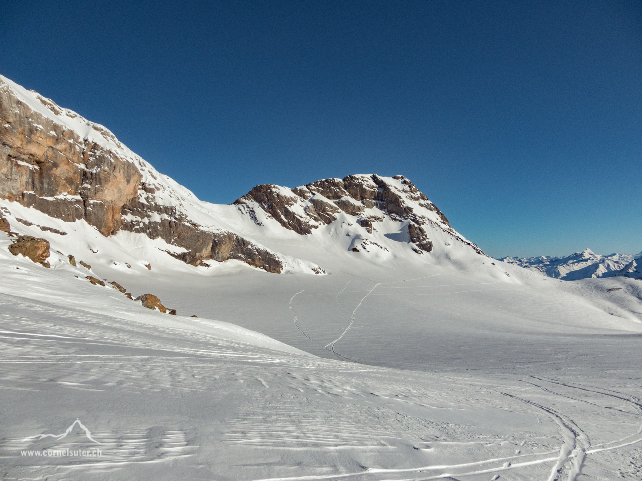 Sicht zurück zum Gämsfaiernstock 2971m.