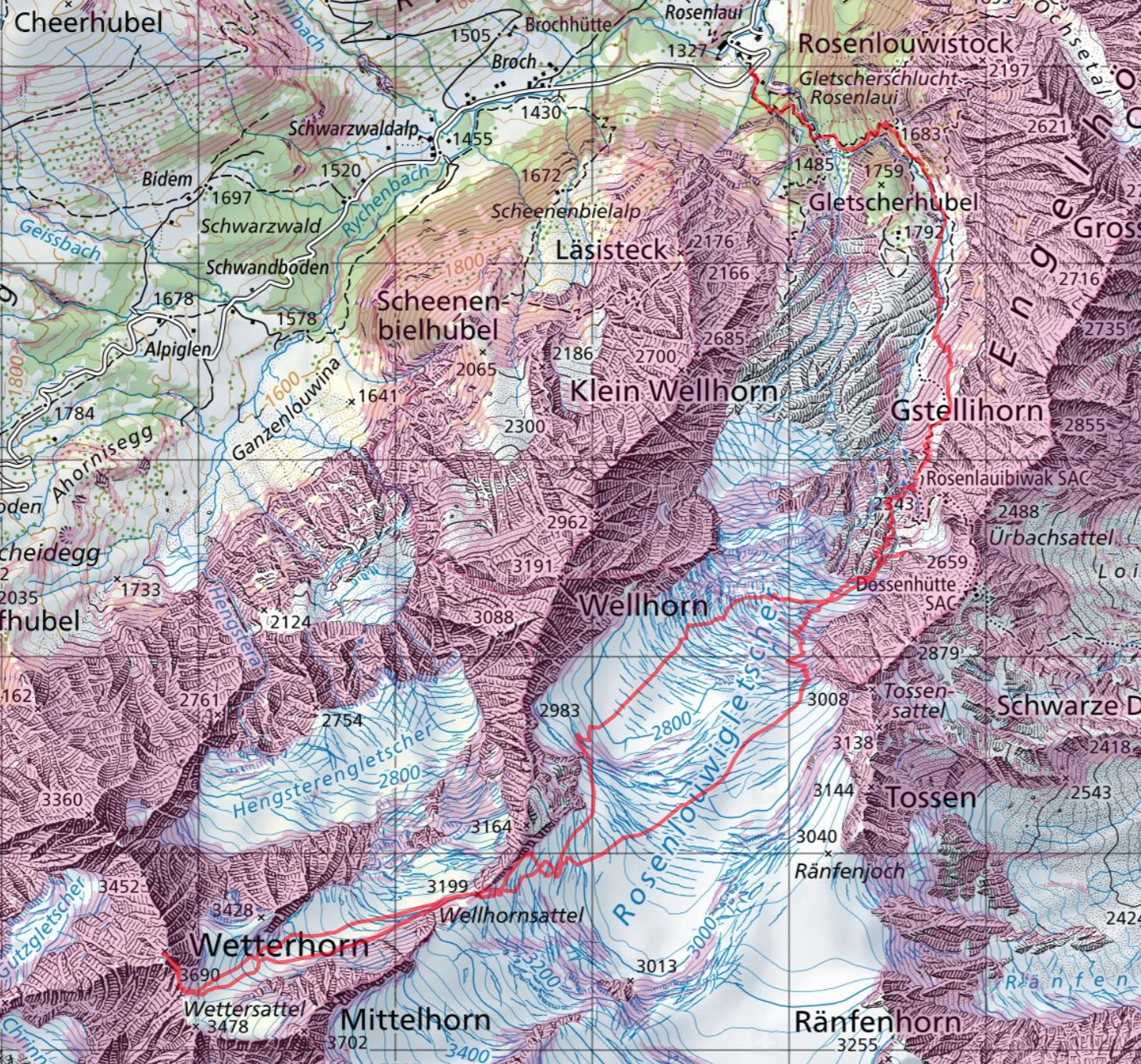 Route wurde am Tourentag mit dem Satmap Active 20  aufgezeichnet und bezieht sich auf die damalige Situation (Wetter, Gelände, Gruppe etc.)